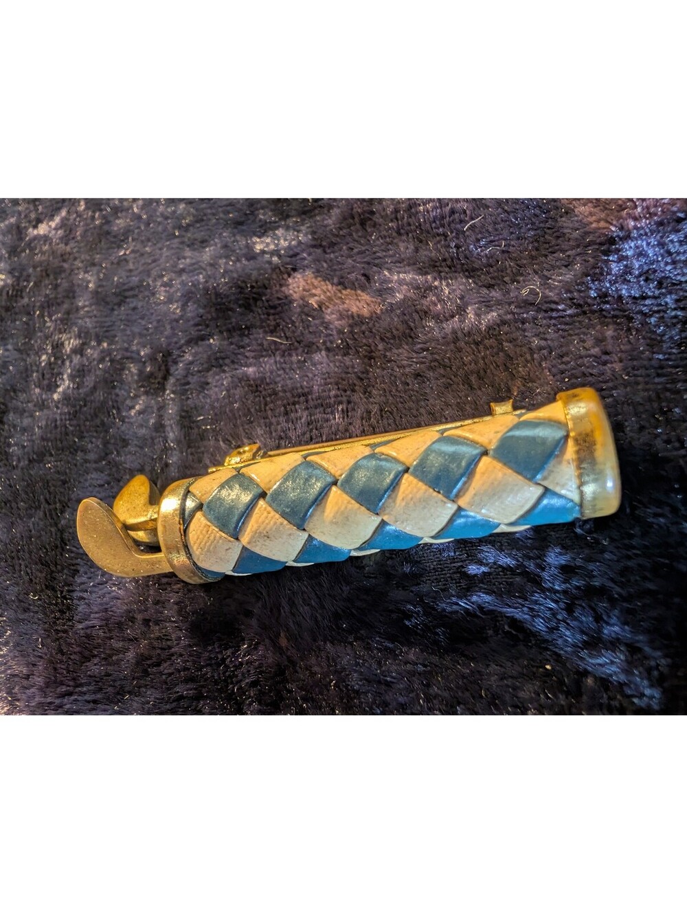Vintage Golf Bag Brass and leather Pin